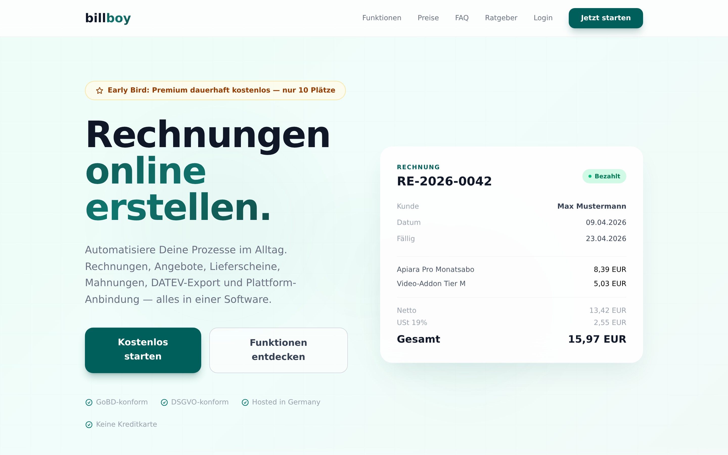 BILLBOY Rechnungssoftware und Warenwirtschaft für Online-Händler
