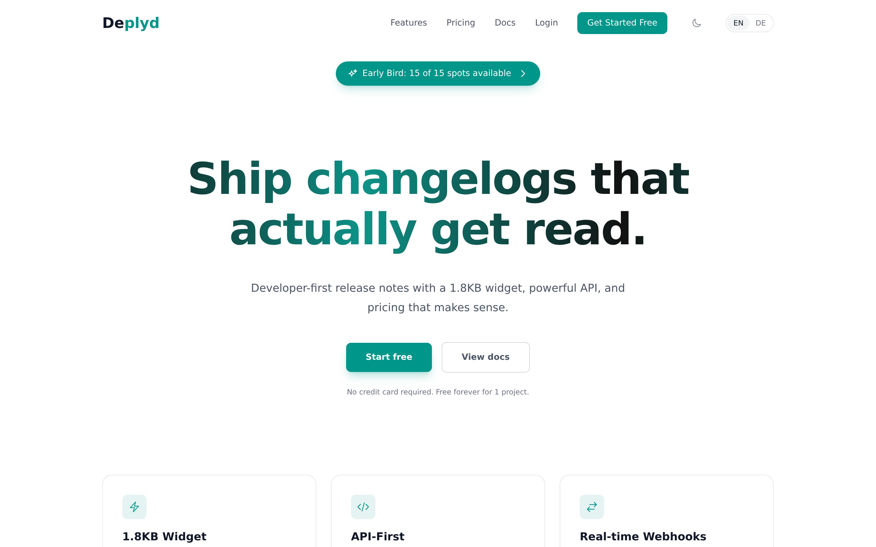 DEPLYD Changelog und Release Notes Plattform
